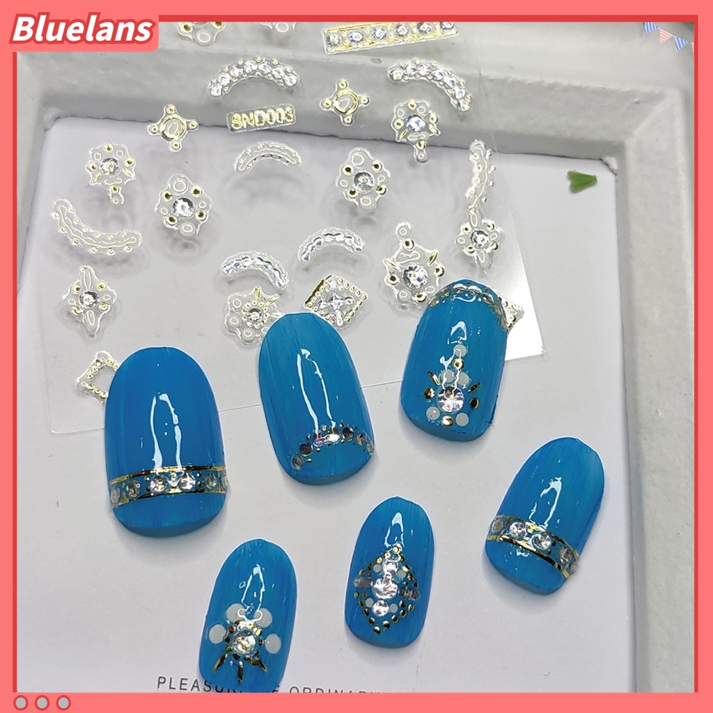 (In Stock) Kacamata Hitam Lensa Warna Warni ♡20pcs / Set Stiker Kuku Motif Bintang Efek Metalik 5D Untuk Manicure