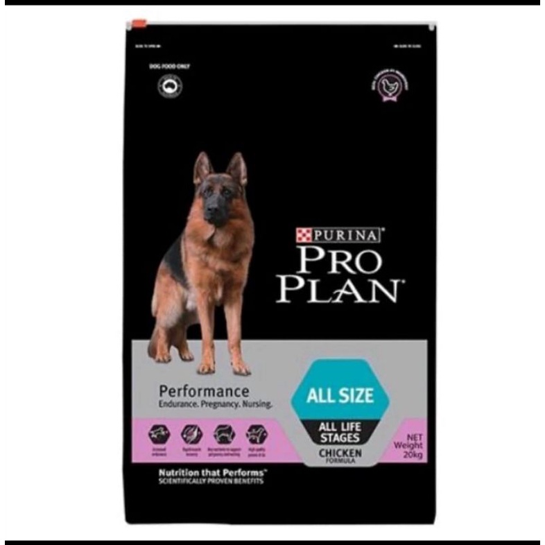 PRO PLAN DOG PERFORMANCE ALL SIZE CHIKEN 20kg -GOJEK ONLY- makanan anjing purina proplan good dogfood