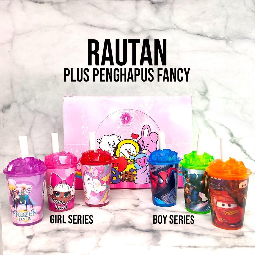 OTS 917 - Rautan gelas cup + penghapus karakter Kartun Lucu Superhero BT21 Rautan Peruncing Pensil Serutan Fancy