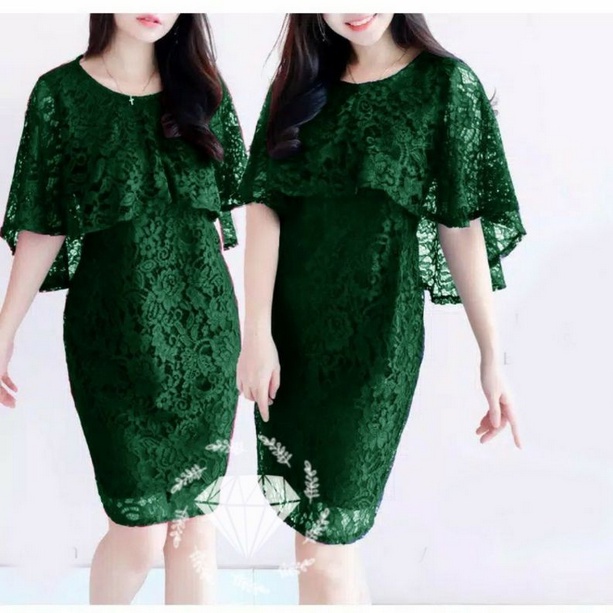 REAL PIC - DRESS FASHION BRUKAT ALEXIA BROCADE / MIDI DRESS ALEXIA BRUKAT CAPE LAYER / FASHION STYLE