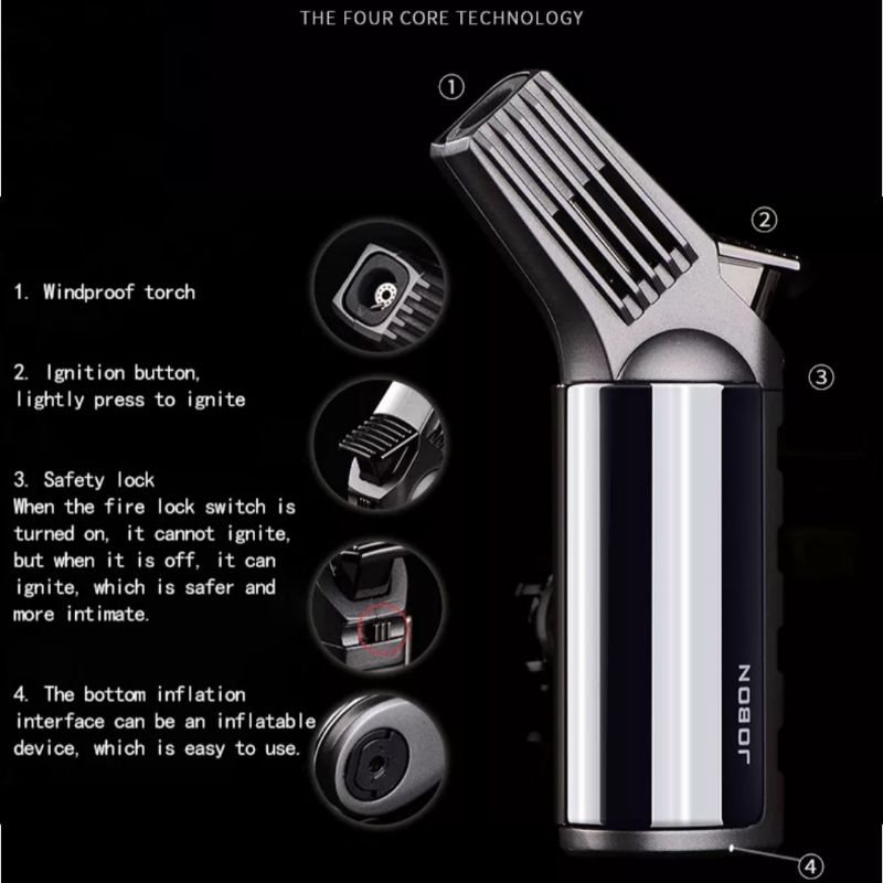 Korek Api Gas JOBON Single Jet Strong Flame Big Lighter Lock Mode ZB-191