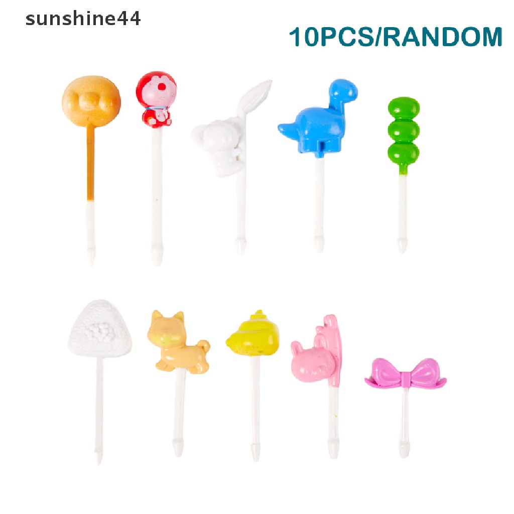 Sunshine 10pcs / Set Garpu Buah / Kue / Dessert Bentuk Kartun Hewan Untuk Perlengkapan Makan / Dapur