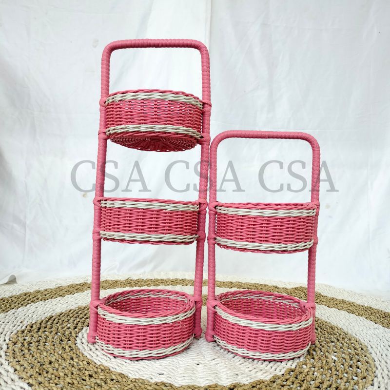 Keranjang bawang rak rotan susun 3