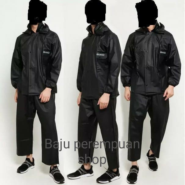 Jas hujan axio rubber karet elastis tebal ORIGINAL murah/mantel hujan - XL, Hitam(C4K9) Jas Hujan Ib