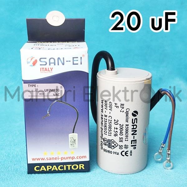 Kapasitor 20 Mikro San-Ei - Kapasitor Bulat Kabel 20 Uf 450V 20Uf