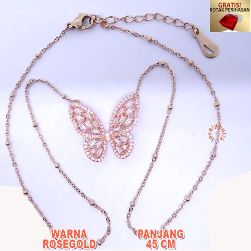 PROMO GRATIS KOTAK PERHIASAN - Kalung Titanium Anti Karat  Kalung Mona Kupu Rantai Biji Lada New - Lovelybutik