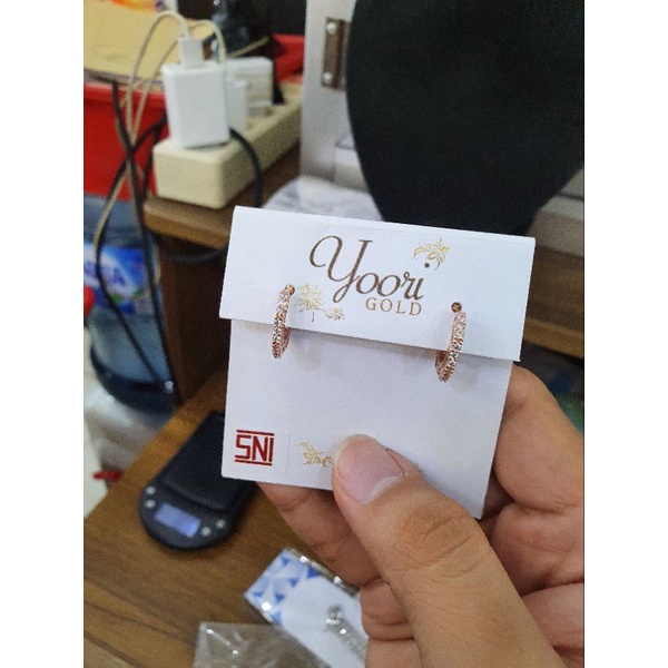 anting ring jaring liatring rosegold emas