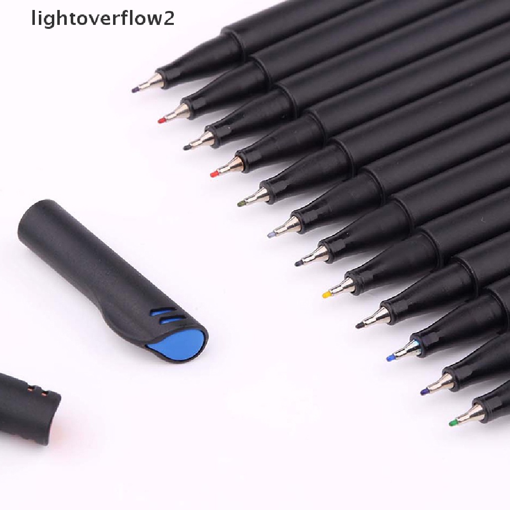 (lightoverflow2) 12pcs / Set Spidol Warna Fine Point Untuk Menggambar