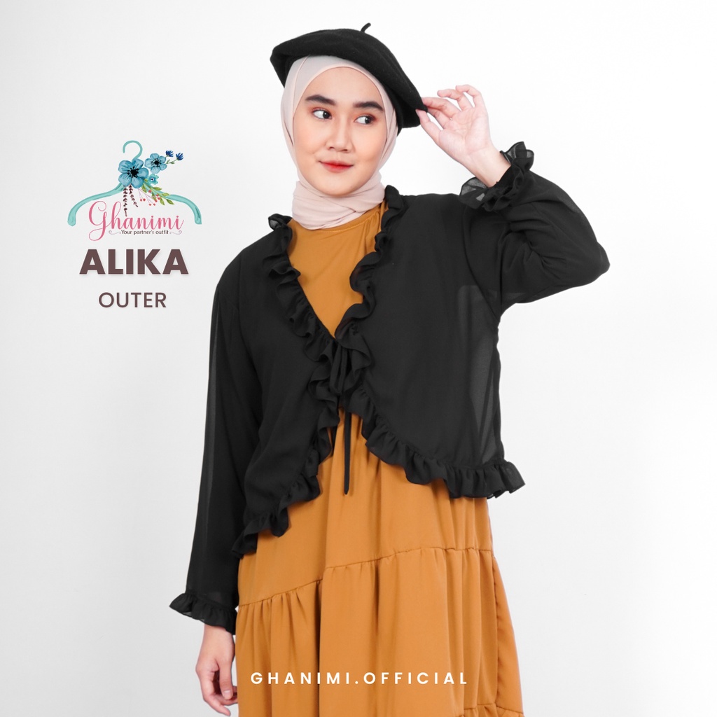 Ghanimi - Alika Outer / Outer Polos Ruffle / outer kondangan / baju kondangan kekinian / outer sifon polos / outer summer / outer tangan panjang / outer crop