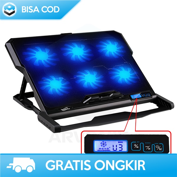 COOLING PAD GAMING LAPTOP ICE COOREL DENGAN 6 FAN SPEED 1500 - 2000rpm