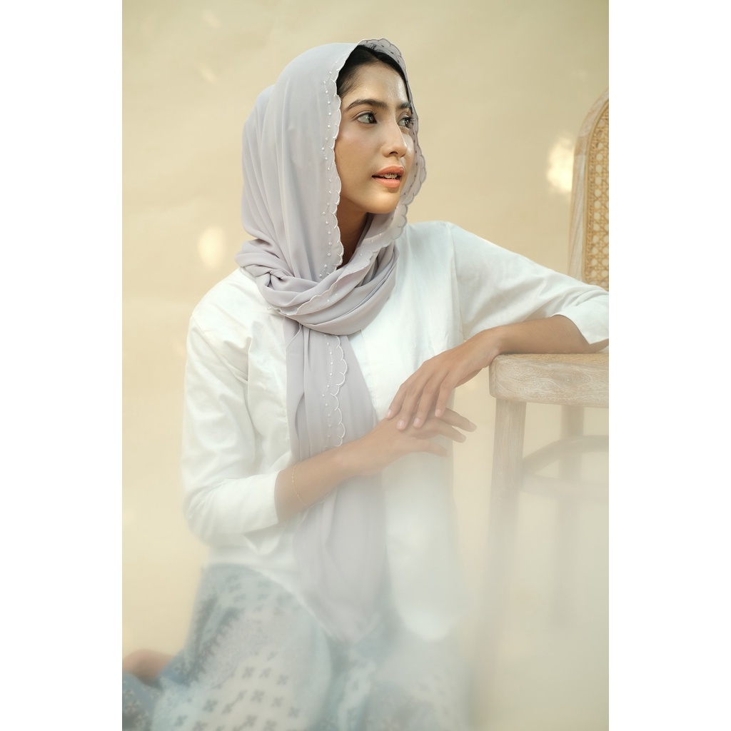 RATU Embroidery HIjab Shawl - Malek - Lavender Grey