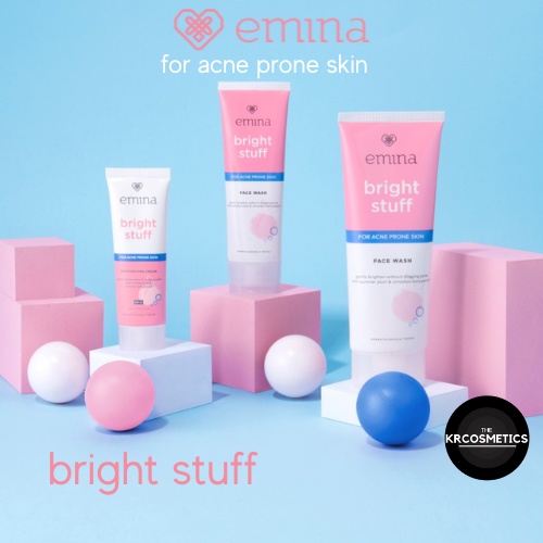 EMINA Bright Stuff for Acne Prone Skin Moisturizing Cream Face Wash 50 100 ml