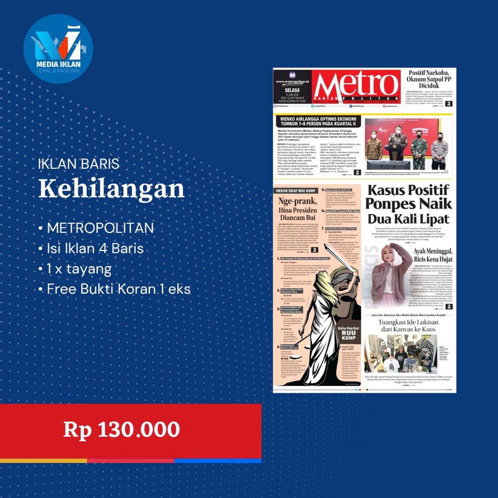 IKLAN KORAN KEHILANGAN BPKB STNK AJB SHM 1 MEDIA