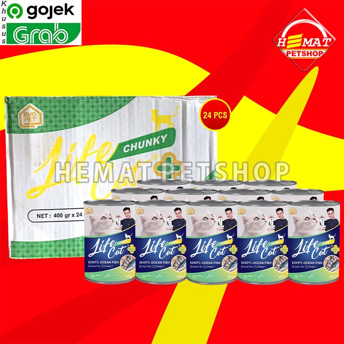 GOSEND Makanan Kucing Life cat Plus Wet Food Kaleng Dus 24Pcs 400gr