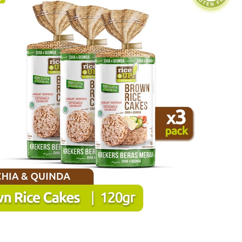 

Segera Miliki ♖ Rice UP! Brown RIce Cakes (Crackers Beras Merah) with Chia & Quinoa 120G x 3 Pack`