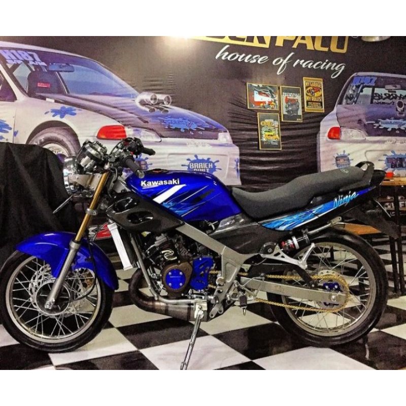 (BAYAR DI TEMPAT) Striping Ninja M 2008 2009 biru lis stiker standar ori Ninja R 2008 biru stiker or