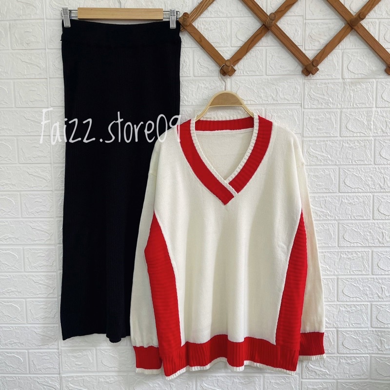 ONESET SWEATER RAJUT BTS/JIN SETELAN KULOT DAN ROK