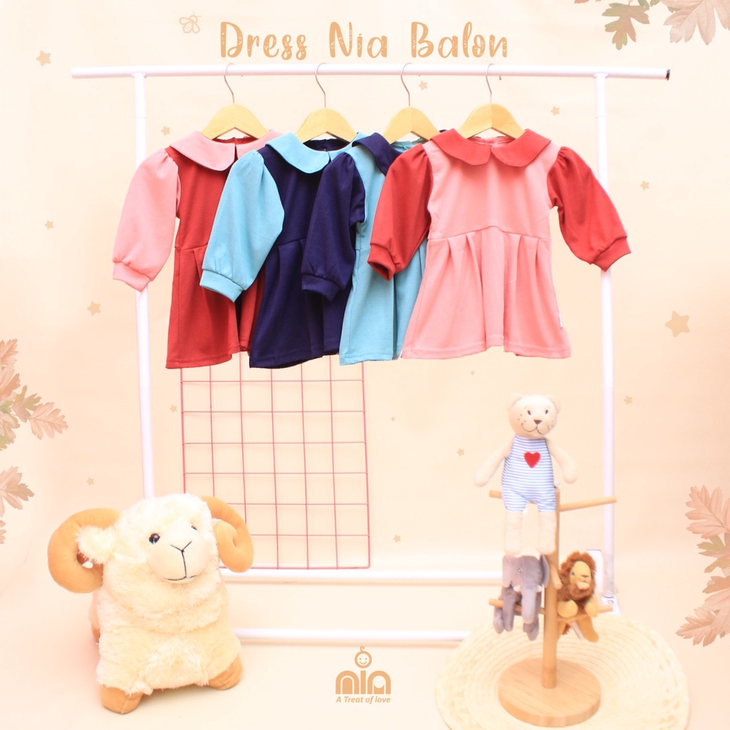 Baju Dress Nia Premium Series Balon Baju Dres Bayi