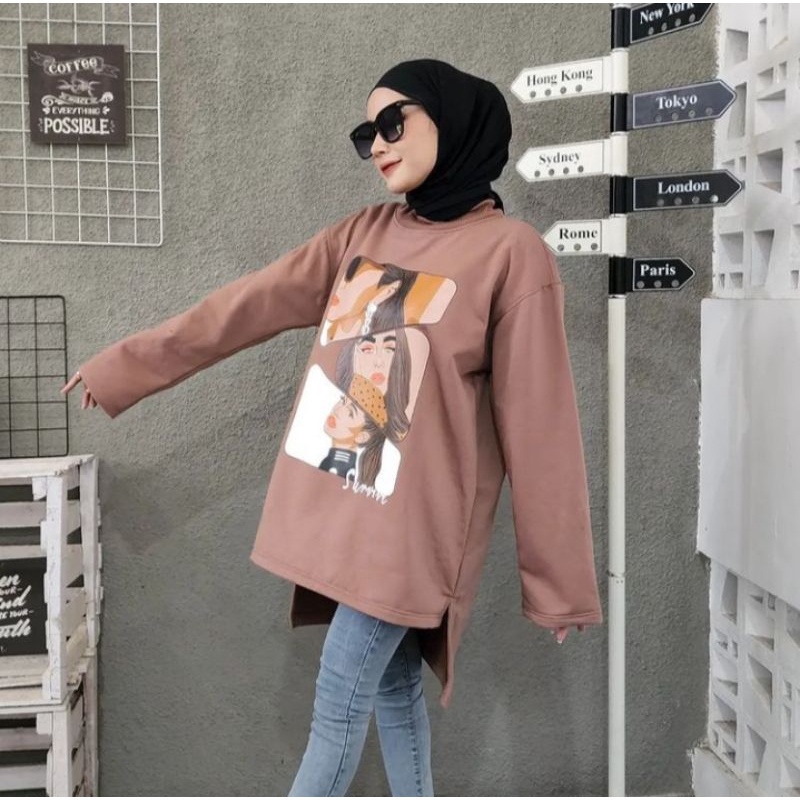 Crewneck Tunik Wanita Survive Woman / Outer Model Tunik Terbaru