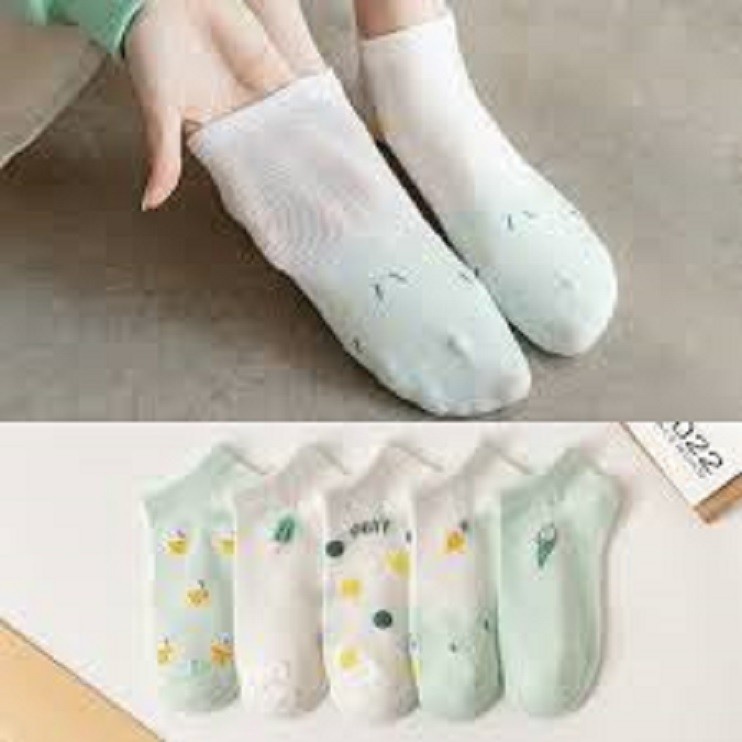 EM Kaos Kaki Pendek Wanita Fashion Style Motif Ice Cream