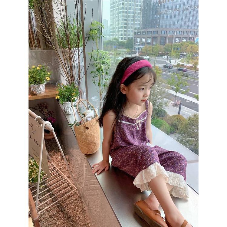 Jumpsuit Anak Perempuan Singlet Ungu Renda