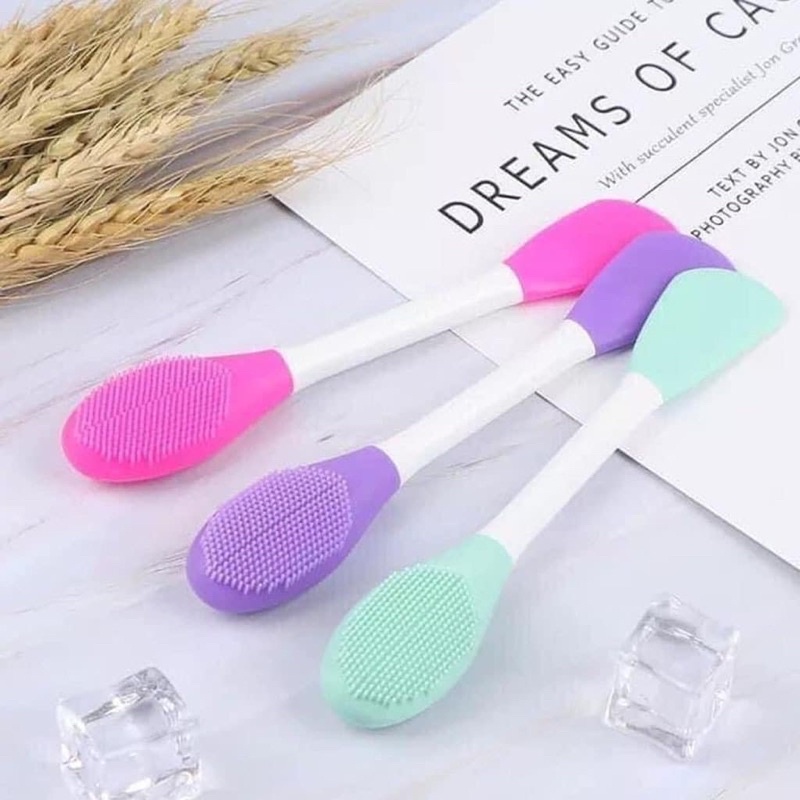 Kuas masker silikon 2 in 1 face brush pembersih sikat komedo