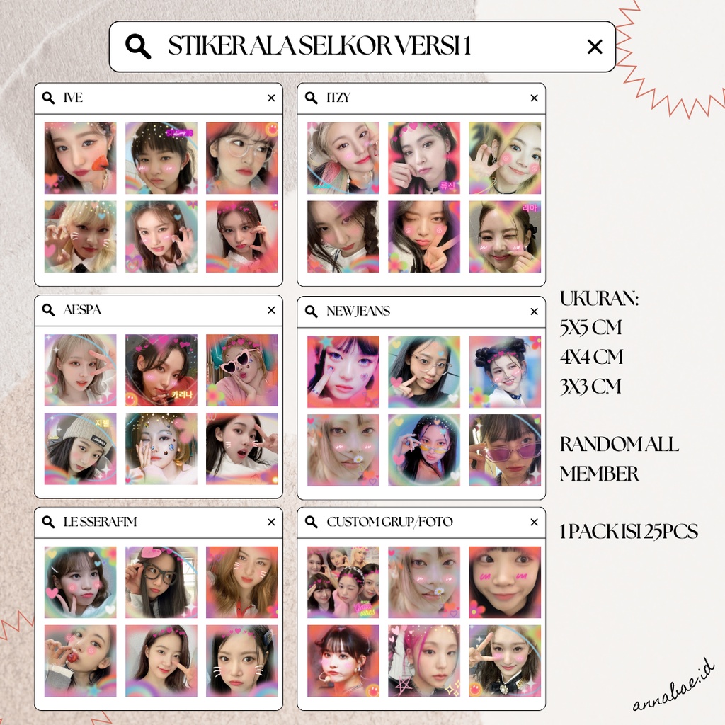 

STIKER DECO KPOP ALA SELKOR / STIKER DECO FANMADE CUSTOM ISI 50 PCS