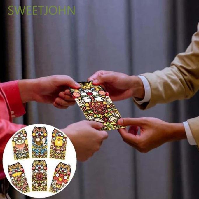

Sweetjohn 6pcs / Pak Amplop Angpao Tahun Baru Cina / Imlek Warna Merah
