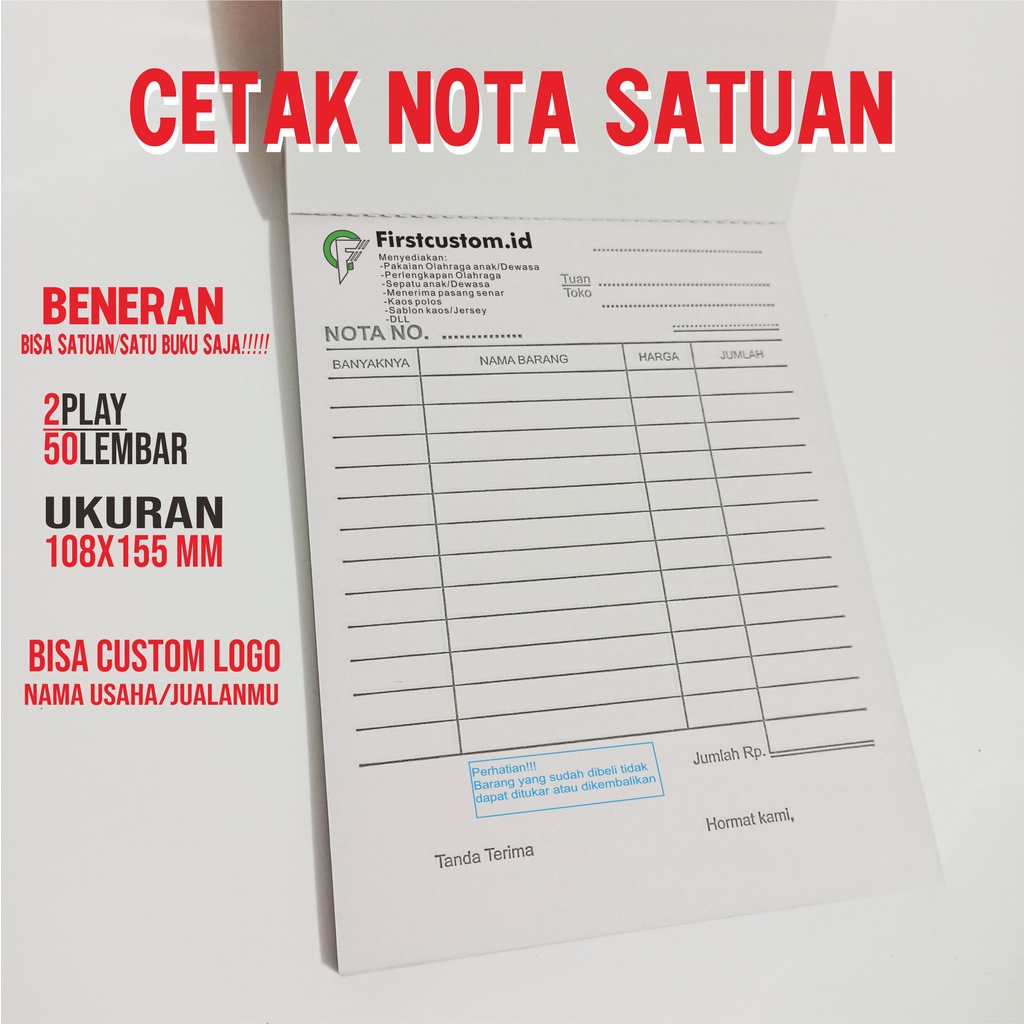 

Cetak Buku Nota Satuan Termurah/Cetak Buku nota satu hari jadi/ Cetak nota Kilat