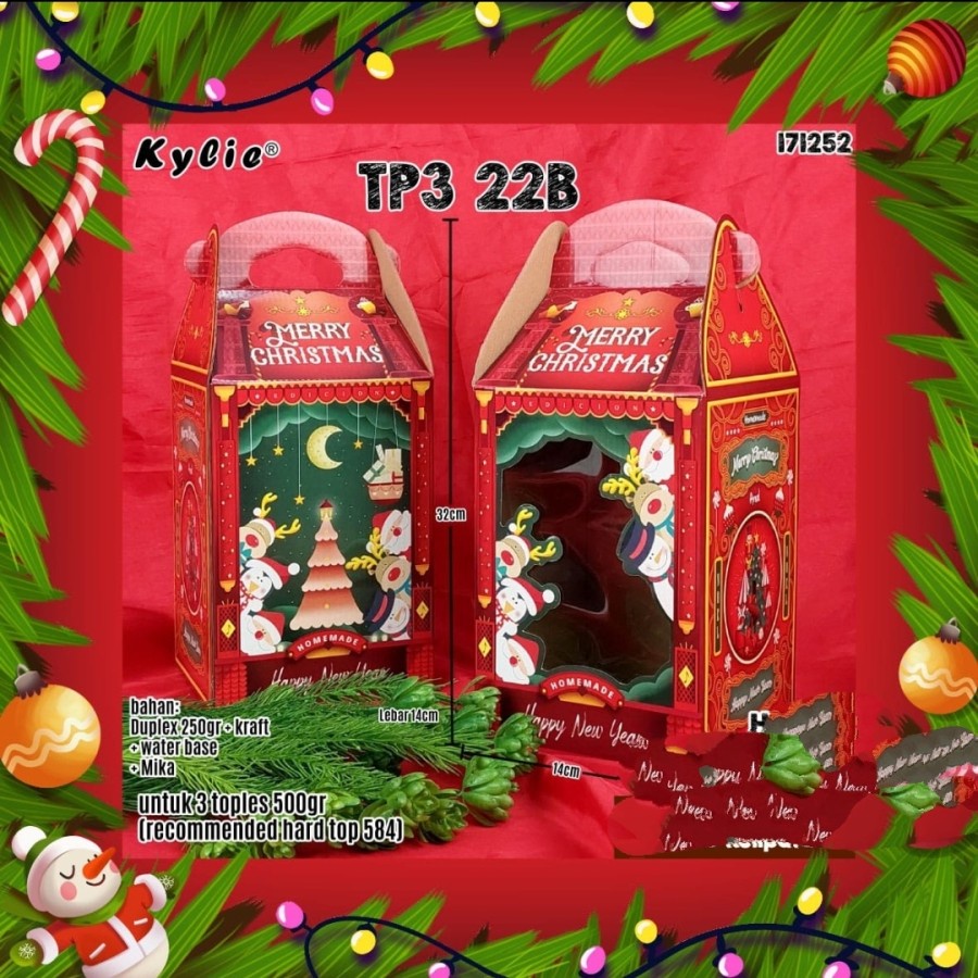 

Kotak Natal Christmas Box Kardus Kue Kering Cookies 3 Toples 500g