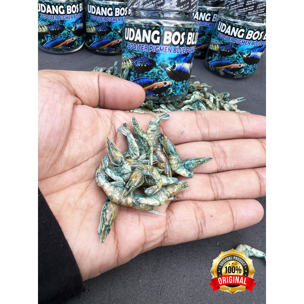 UDANG KERING BLUE (BIRU) @BOS BOS QU GRADE A+ FREE STIKER (30 GRAM)