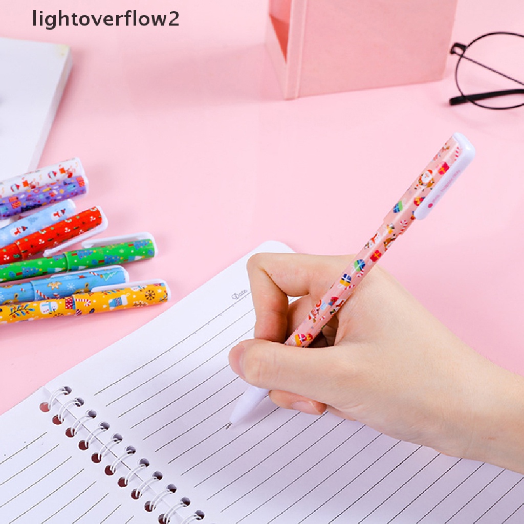 (lightoverflow2) 10pcs / Set Pulpen Gel Motif Kartun Natal Untuk Stationery Sekolah / Kantor