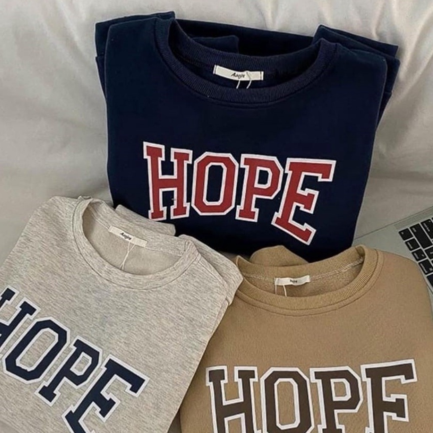 Sweater Oblong Oversize HOPE - Korean Style Sweatshirt Terbaru - Bahan Fleece - Big Size - L - XL - XXL