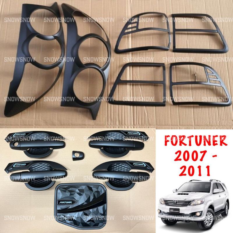 Paket Garnish Depan Belakang Outer Handle Tank Cover Fortuner Lama Old 2007 2011 Hitam