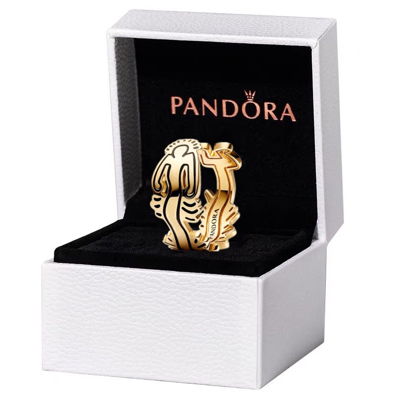 Pandora Cincin Lapis Emas 18K Dengan Kotak Untuk Pria