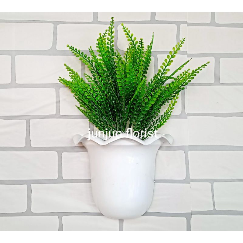 bunga hias dinding rumput patai artificial pot tempel