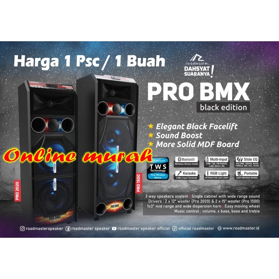 speaker aktif roadmaster bmx pro 2020 black edition original