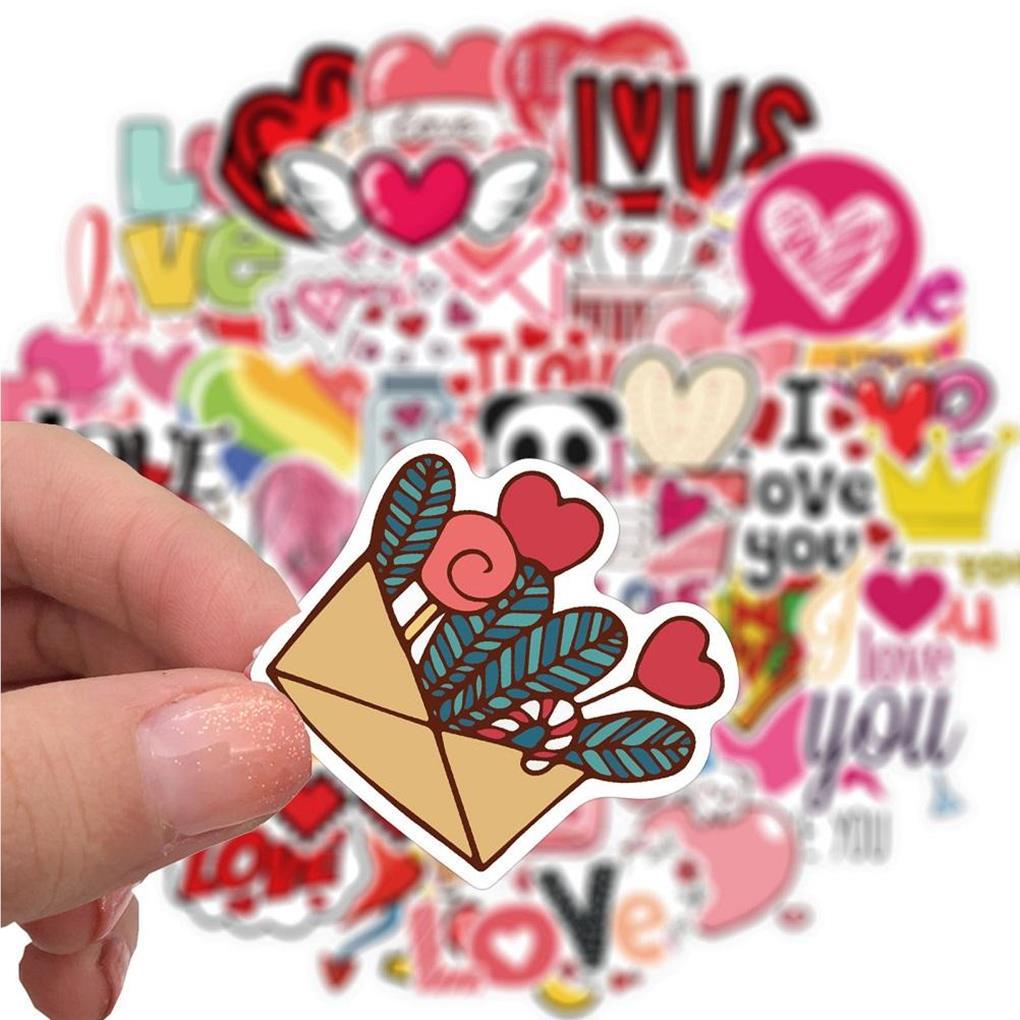 50buah Stiker Hati Tahan Air Amplop Hp Botol Air Laptop Tablet Jendela Dekorasi Decal Untuk Dewasa [Rumah2020]