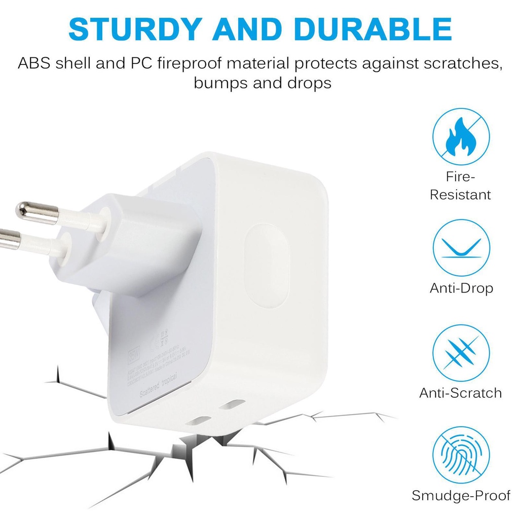 Plug EU US UK 40W PD Dual Port Untuk Apple i-Pad i-Phone 12 13 14 Tipe C 35W 40W