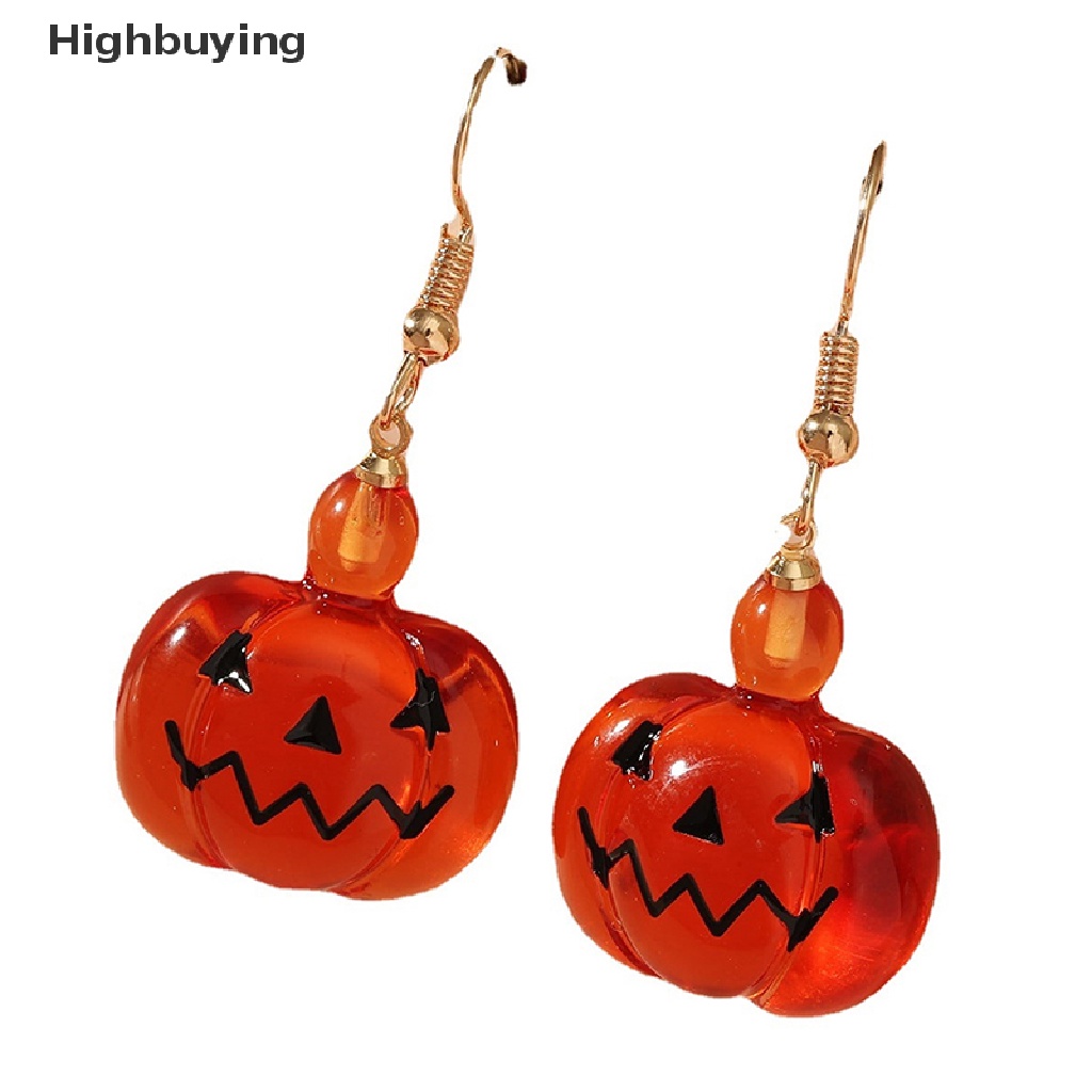 Anting Hoop Bentuk Labu Besar Warna Emas Untuk Aksesoris Perhiasan Pesta Halloween Glory