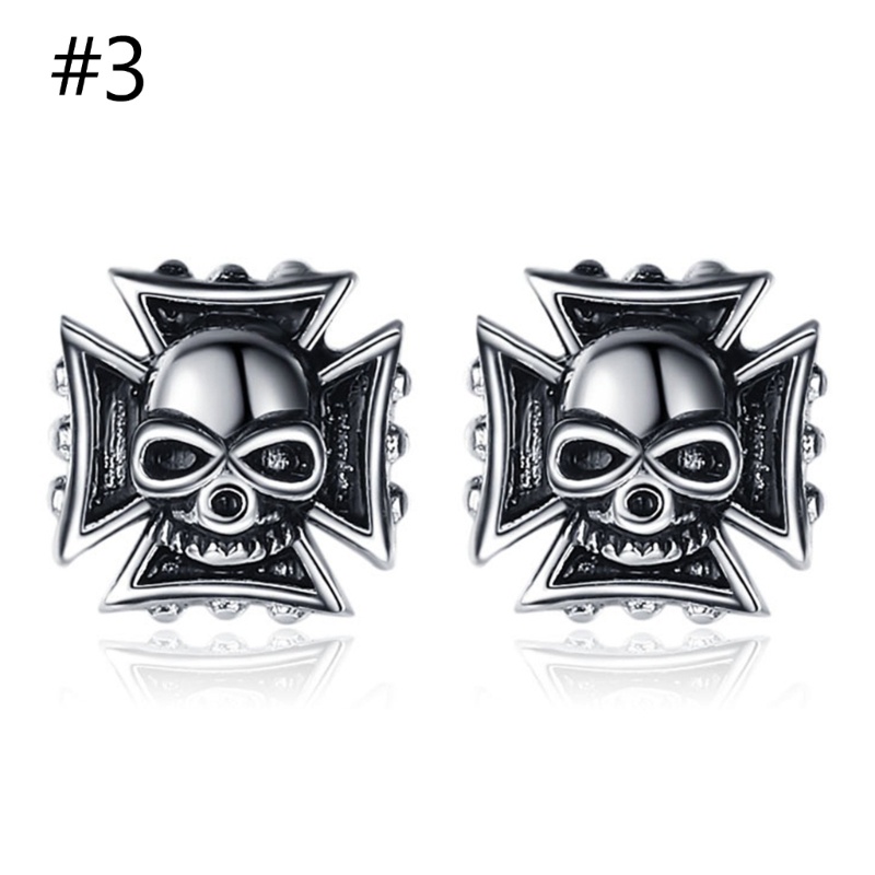 Anting Stud Bentuk Tengkorak Gaya Retro Punk Gothic Untuk Unisex