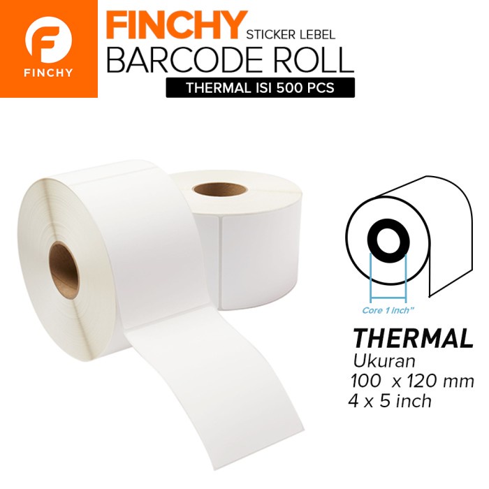 

Kertas Thermal Finchy Label Thermal Sticker Barcode Uk 100X120Mm Isi 500Pcs
