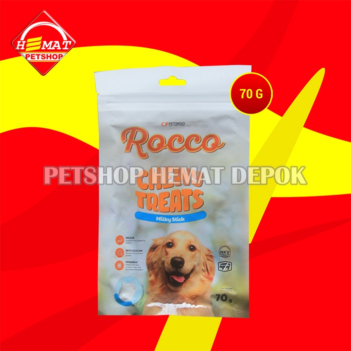 Snack Makanan Anjing Rocco Chew Dog treats Non Meat Jerky Jerhigh 70Gr