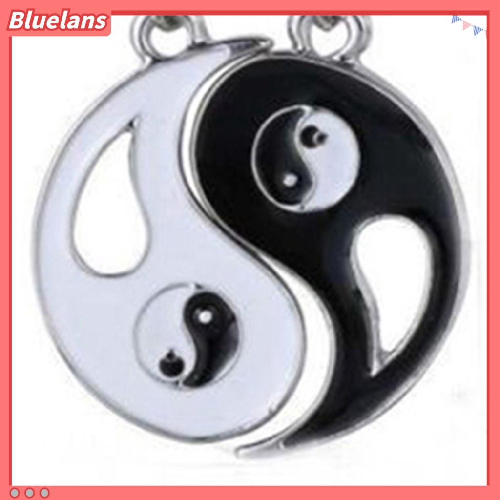 2 Pcs Perhiasan Kalung Couple Berliontin Yin Yang Hitam Putih Berlubang Untuk Teman Perempuan