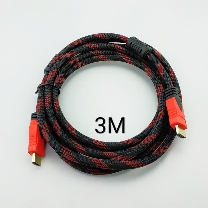 KABEL HDMI TO HMDI 1.5/3/5 METER CABLE MALE TO MALE SERAT JARING 1.5M 3M 5M KABEL HDMI TV cable untuk HDTV LCD Projector