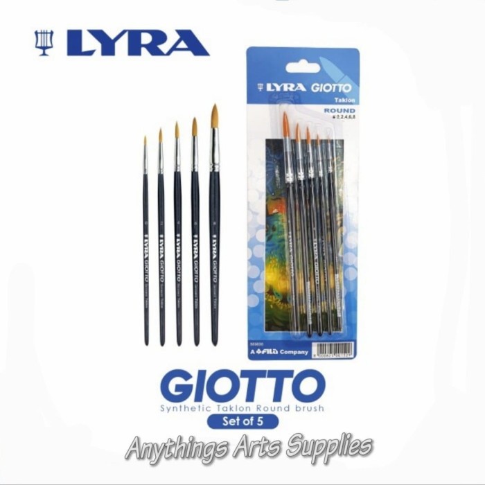 

Berkualitas Lyra Giotto Round Brush Set 5 - Kuas Lukis Taklon Sintetis Murah