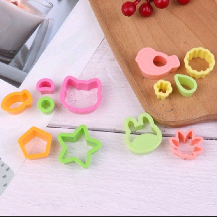 Food Cutter Bento Isi 6 Karakter Lucu Cookie Cutter Cetakan Makanan Sayur Buah Keju Set Cetakan Pemotong Kue Nori