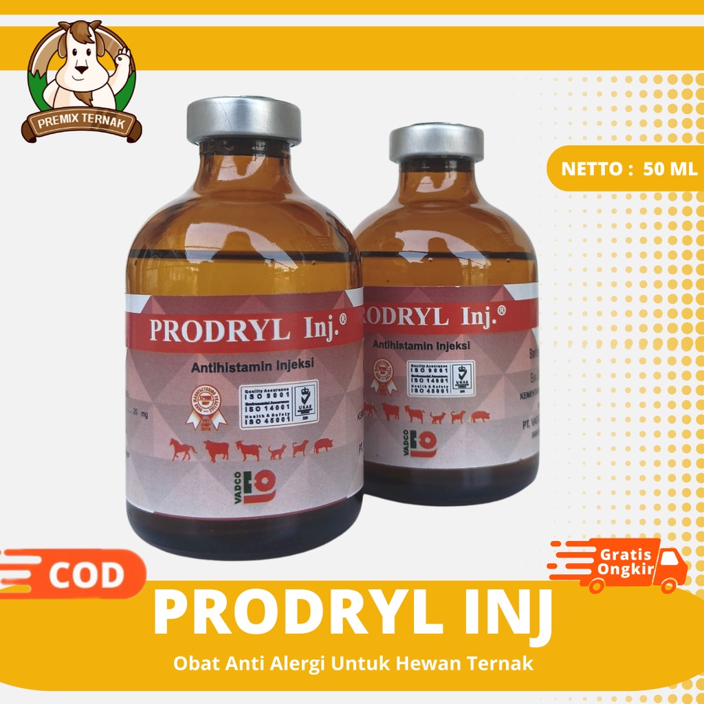 Jual PRODRYL INJ 50 ml - Antihistamin Anti Alergi hewan TERNAK SAPI ...