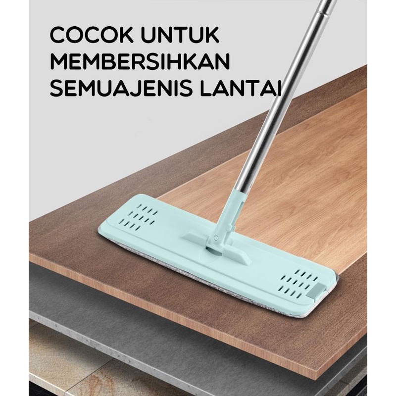 BONBOX SAMONO Alat Pel Microfiber dengan Ember 2 in 1 Pakai Kering Basah Berputar 360° Ergonomis Efisien Bahan PP Kapasitas Air Besar BCT707 blue
