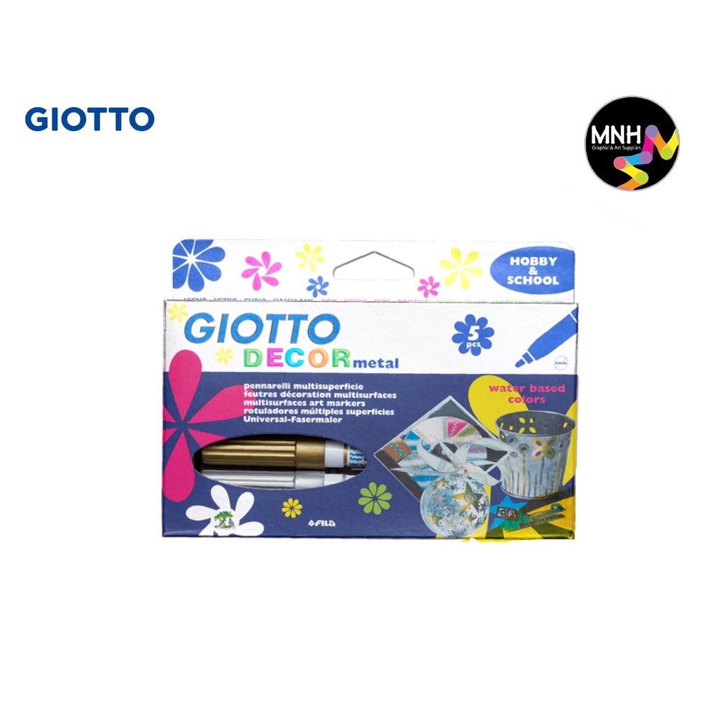 

GIOTTO METALLIC MULTISURFACES FIBRE PENS, 5 COLS